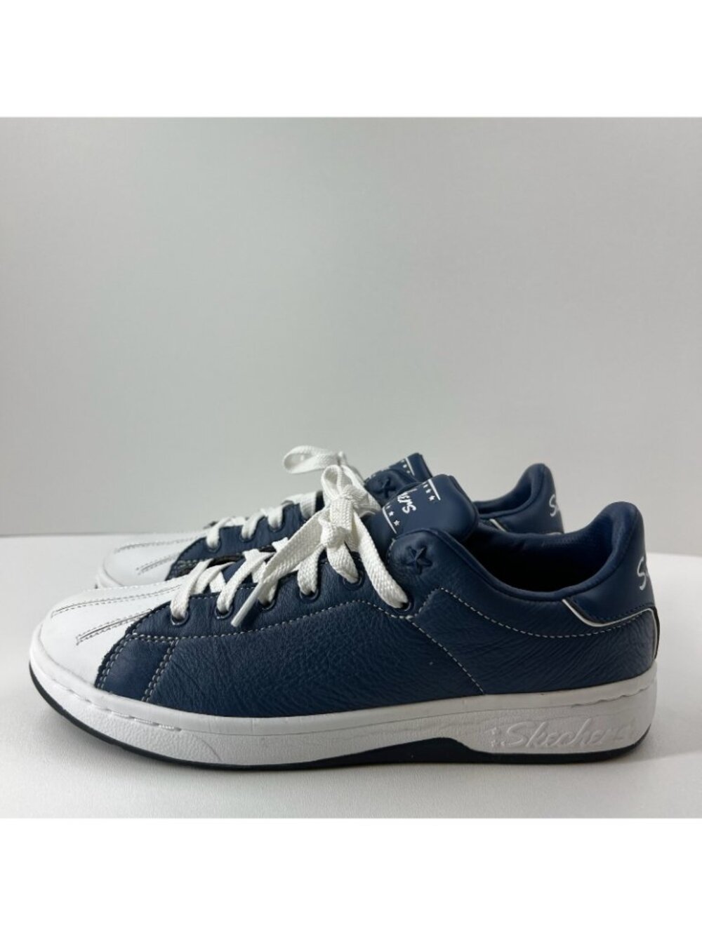 Skechers Alpha Lite Fair Share Retro Sneakers Womens 9.5 Shell Toe Leather Navy - Picture 2 of 11